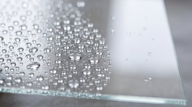 Water droplets forming on glass surface demonstrating hydrophobic nano coating technology comparison