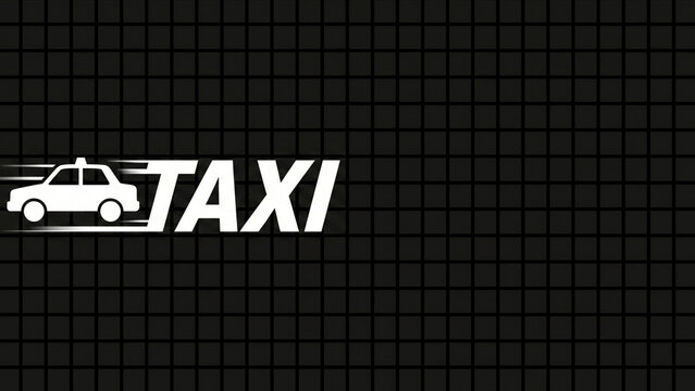 黒い高密度グリッド上でタクシーとTAXI文字が急ブレーキで停止する画像