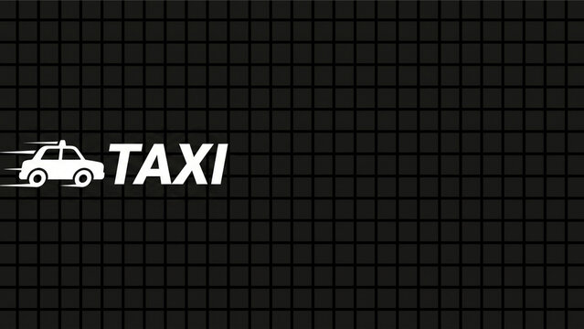 黒い高密度グリッド上でタクシーとTAXI文字が急ブレーキで停止する画像