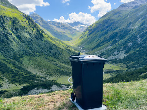 trash can in the mountains