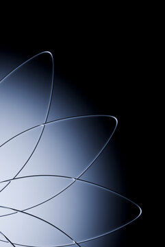 3D glass petals blue closeup and copyspace create a minimal botanical composition with translucent layered curves