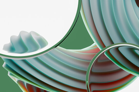 3D Teal Glass Ribbon