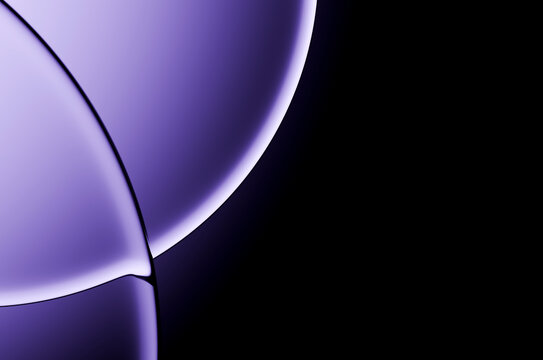3D glass circles violet glow copyspace and macro curves create a luxurious minimal abstraction with luminous purple depth