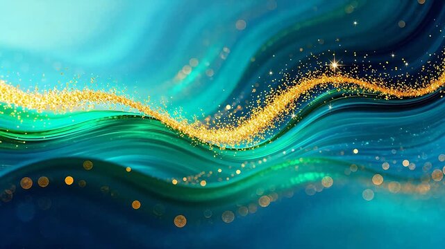 Abstract wave with golden sparkles