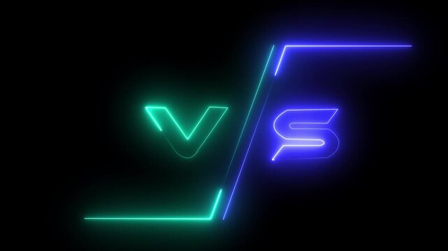 Neon Let's go! text animation. Neon text letter animation.4k video VS versus bars neon glowing animated. Versus vs neon.
