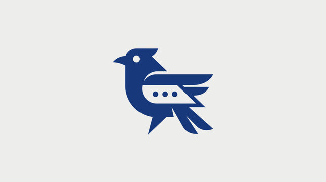 Blue bird icon with message dots on wing.