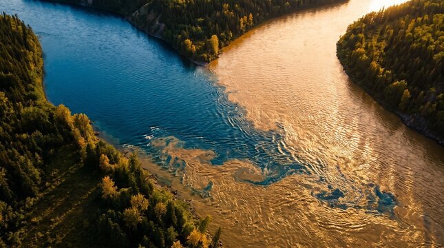 Two Rivers Merging Into One Business Merger and Partnership Concept