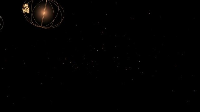 Glowing neon wire pumpkin jack o lantern icons floating in the dark night sky with sparkles for a festive halloween holiday background decoration and celebration 4k Motion Video