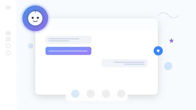 Modern digital interface design featuring a minimalist chat window with an abstract avatar icon
