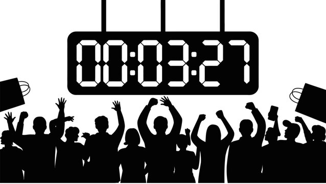 Black Friday Countdown Sale Silhouette Icon Minimalist Retail Illustration Shopping Graphic Consumer Symbol Timed Event Branding and Promotional Design Concept
