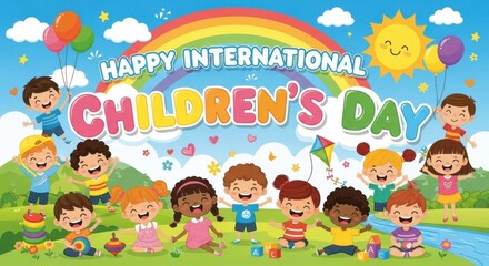 Fototapeta premium happy international children's day colorful illustration