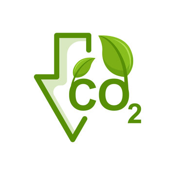 CO2 emissions icon in flat style. Cloud co2 reduction with plant leaf vector illustration on isolated background. Carbon dioxide pollution sign business concept.