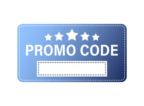 Promo code template icon in flat style. Promotion label vector illustration on isolated background. Sticker coupon sign business concept.