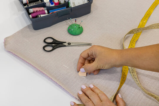 Tailor marking fabric with soap sliver