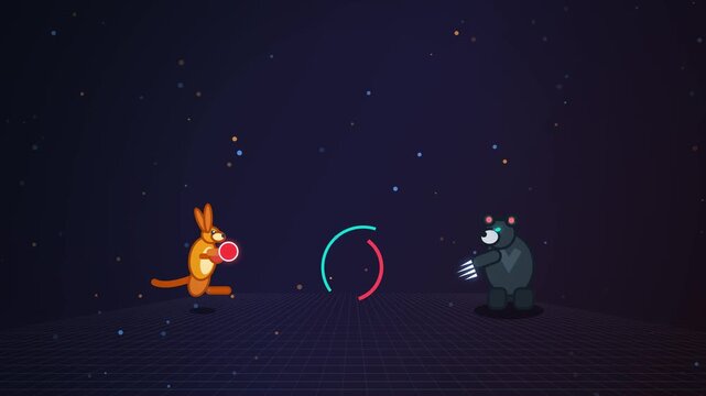 Kangaroo vs Bear Boxing Fight Retro Arcade Video Game Concept Illustration