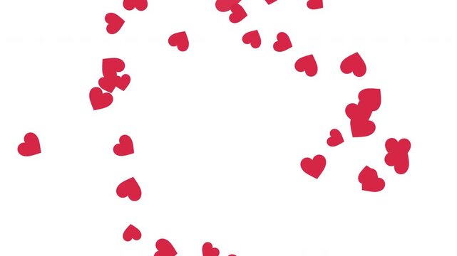Red Heart Firework Burst Expanding Outward from the Center on a Clean White Background with Romantic Valentine Energy Prores Alpha 4K 60 fps