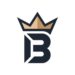Letter b logo with a crown icon, luxury royal brand identity © MdBillal