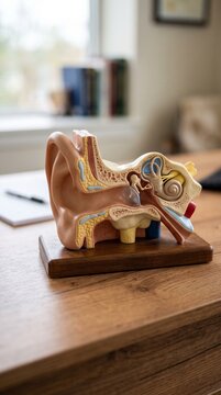Human Ear Anatomy Model for Audiology Education on Desk