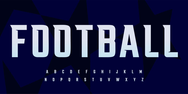 Bold Sporty Font with Sharp Edges and Strong Style, Perfect for Sports League Headlines, Poster and Title with Champion Theme, Team Jersey and T-short letters. Vector typeset.