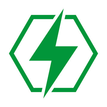 Green Energy Broken Hexagon Lightning Bolt