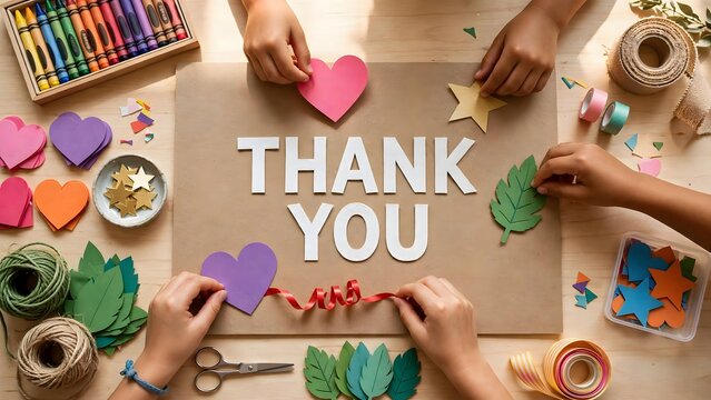 Kids Making Heartfelt Thank You Art