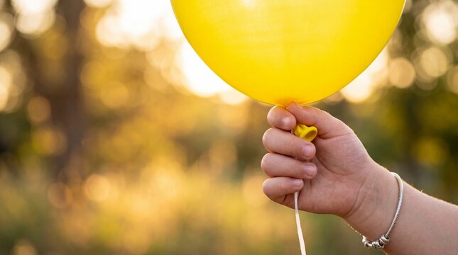 World children day celebration with child holding a yellow balloon