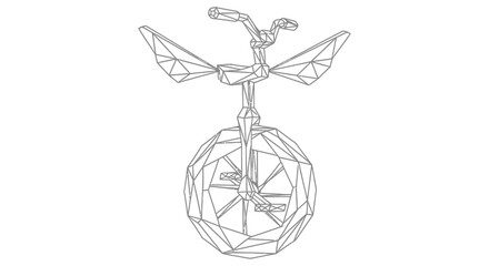 Polygonal unicycle with handlebars and single wheel outlined vector illustration © Kawsar_Studio1998