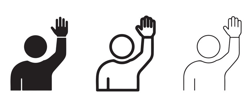 raising hands in celebration or greeting isolated on transparent background
