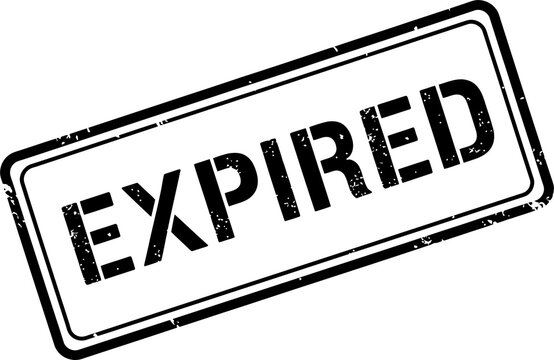 Black grunge expired rubber stamp icon with a rectangular frame isolated on a simple plain surface design