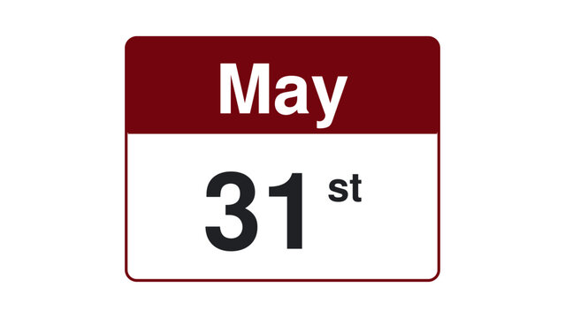May 31st calendar card with bold typography and maroon header