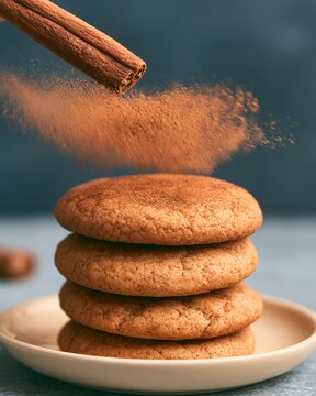 Snickerdoodle Cookies Stack Cinnamon Dusting