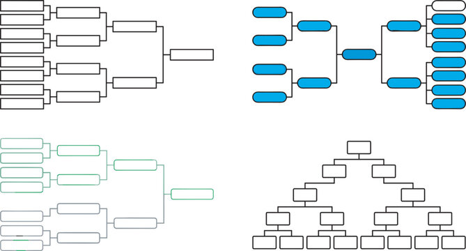 Tournament Bracket Infographic Template Set with Sports Championship Hierarchy Chart Symbols for Business Corporate Diagrams