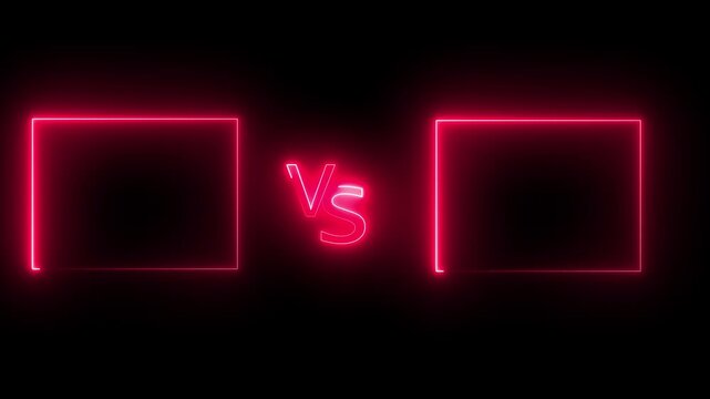 bright pink Neon Glowing VS Logo Text Animation. Vibrant Battle or Competition Screen Intro/Outro. Retro Light Effect.4k video