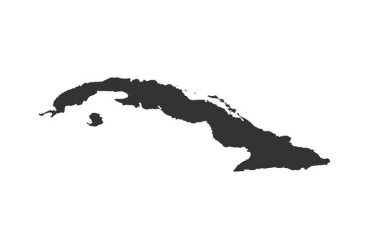 Cuba Map Silhouette, Vector Shape Isolated