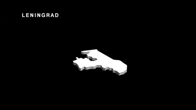 Leningrad oblast russia map animation on black background