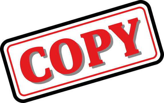Red copy rubber stamp icon with a bold text design for document marking and official business paperwork use