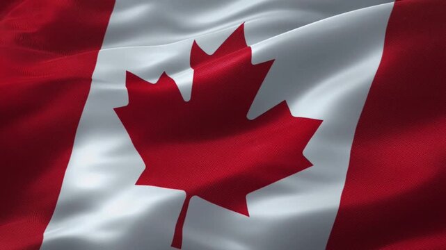 close up canadian flag waving in wind