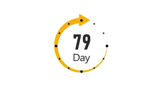 79 Days to go. Countdown timer. Clock glitch icon. Time icon. Count time sale. Motion graphics. 2D animation motion graphics . 0 to 79 day counting, 4K HD video with alpha transparent background.