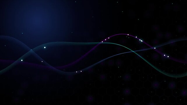 Blue Purple Sine Wave Sci-Fi Hexagon Tech Motion Loop Video Background