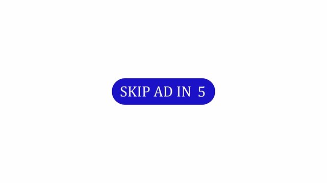 Skip Ad Button Animation on Transparent Background, Digital Advertisement Skip Button UI Element, Video Advertising Interface Motion Graphic, 4K Alpha Channel