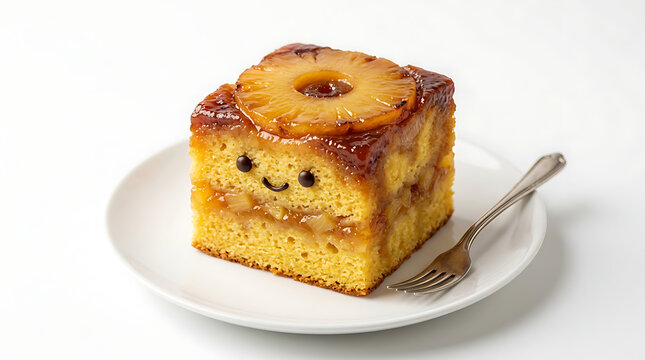 Cute pineapple upside down cake slice with face dessert