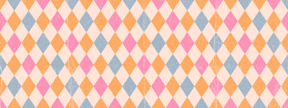 Vintage diamond circus pattern. Retro rhombus background. Texture geometric abstract black and white banner. Vector isolated illustration.