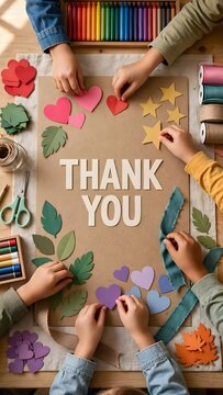 Children Creating a Thank You Card