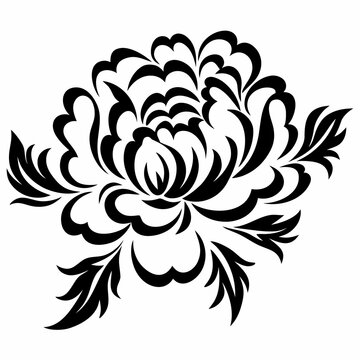 Peony flower silhouette