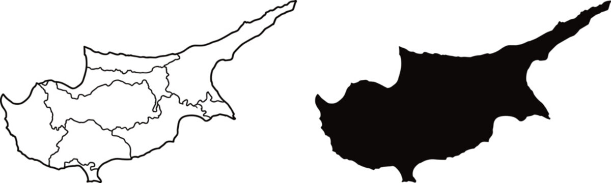 cyprus map vector icon set, outline and solid fill design for presentation and infographic use