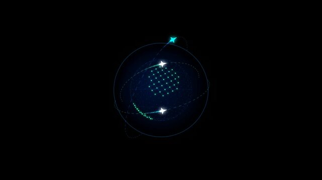 Abstract digital globe made of glowing green dots and lines representing a futuristic earth network connection isolated on a dark black background for technology concepts 4k Motion Video