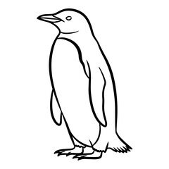 Obraz premium Simple Outline Drawing of a Penguin Standing Profile View