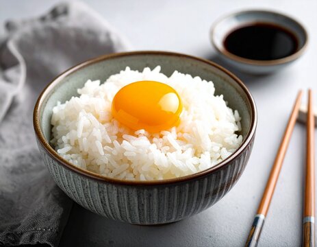 Traditional Japanese tamago kake gohan egg rice