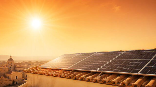 Solar Panels Generating Power During Intense Heatwave