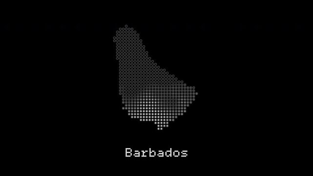 Barbados country map revealing on digital display